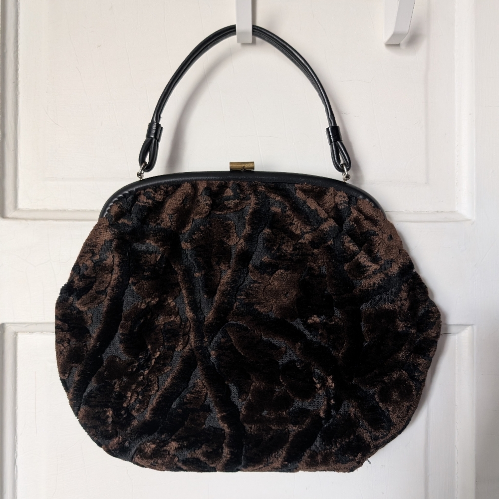 Vintage Brown Velvet Handbag